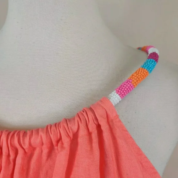 🏝 St Tropez west coral linen dress size small 🦀 - Picture 4 of 8